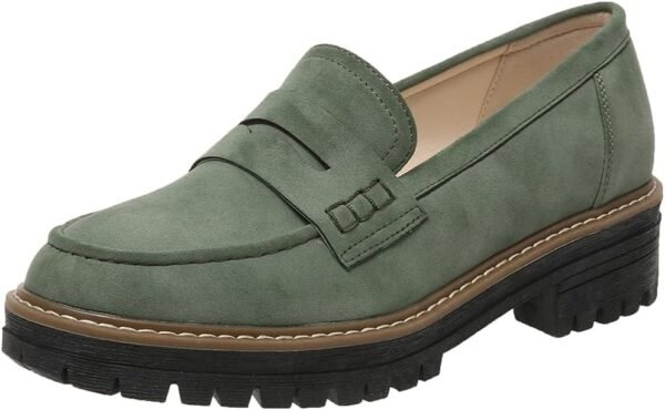 Womens Loafers Shoes Platform Chunky Penny Loafer Lug Sole Comfortable Slip On Work Office Business Casual Dress Shoes, US Size 5-11