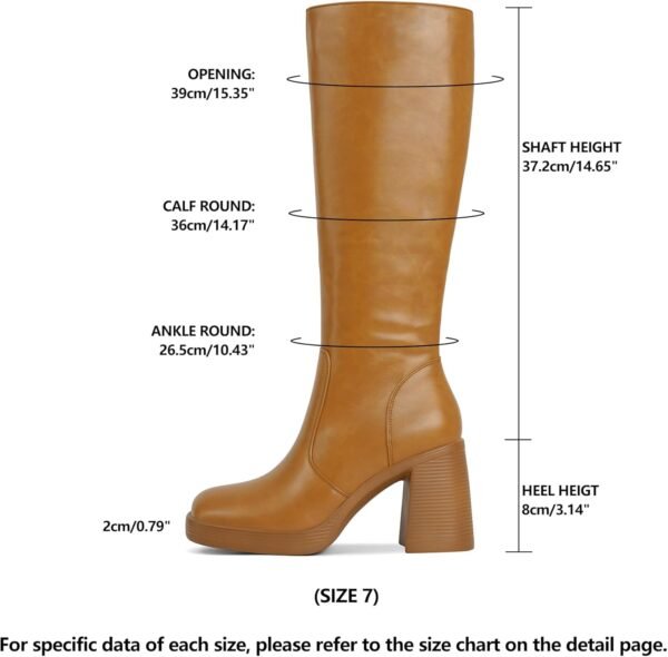 Black Leather Boots Platform Boots for Women Square Toe Chunky Block Heeled Boots