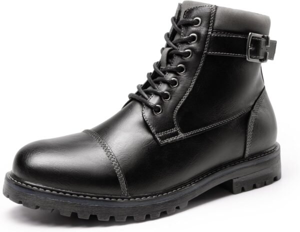 Men's Motorcycle Combat Oxford Boot Fur Lining Warm Zipper Boots